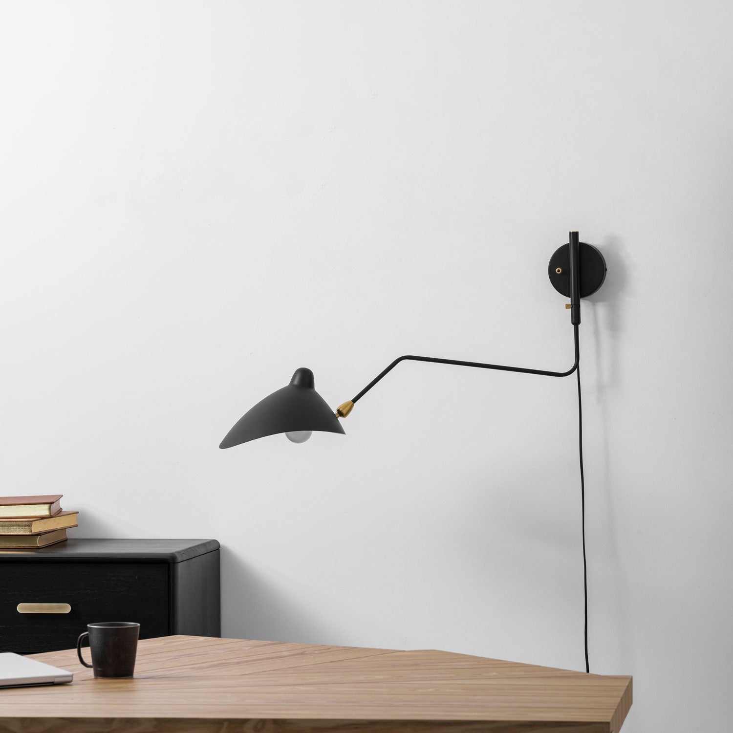 One-Arm Wall Sconce — 47″ Reach, Sculpted Design