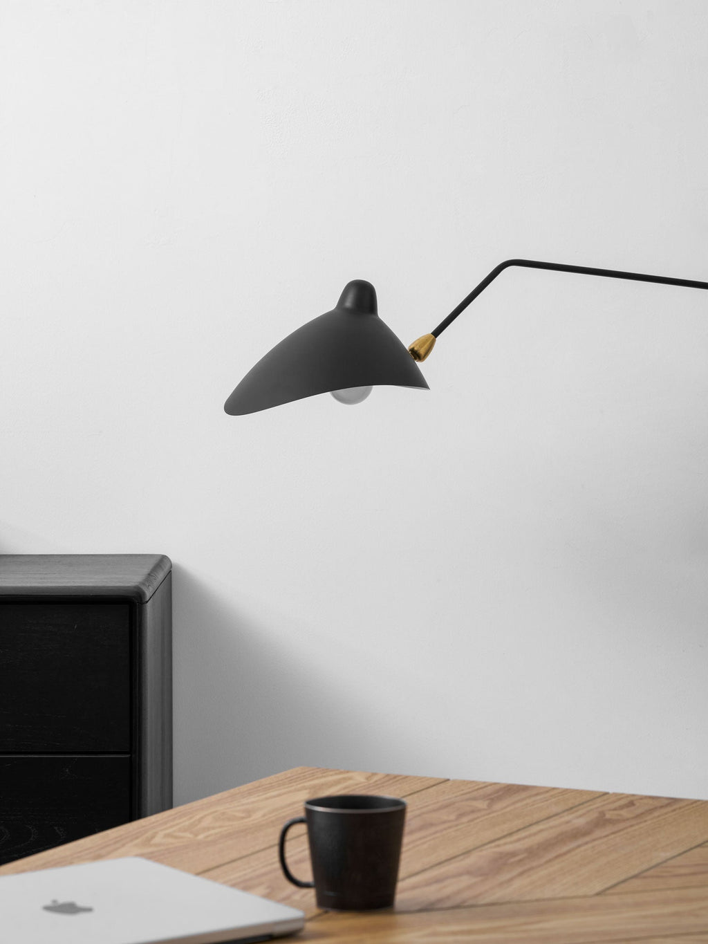 One-Arm Wall Sconce — 47″ Reach, Sculpted Design