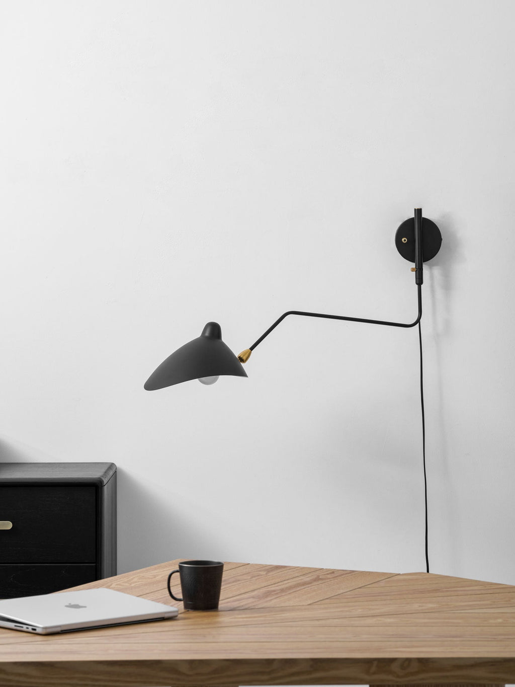 One-Arm Wall Sconce — 47″ Reach, Sculpted Design