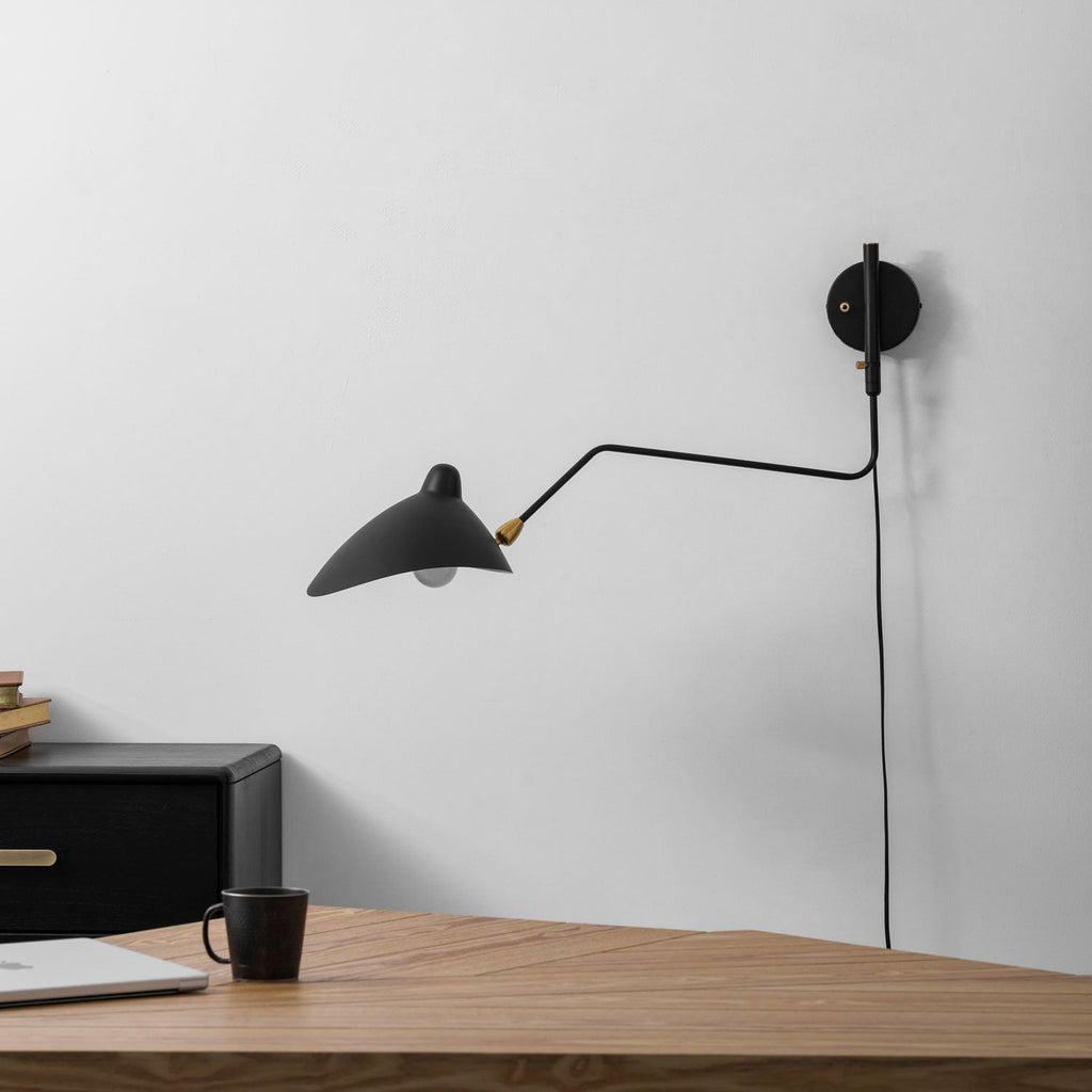 One-Arm Wall Sconce — 47″ Reach, Sculpted Design