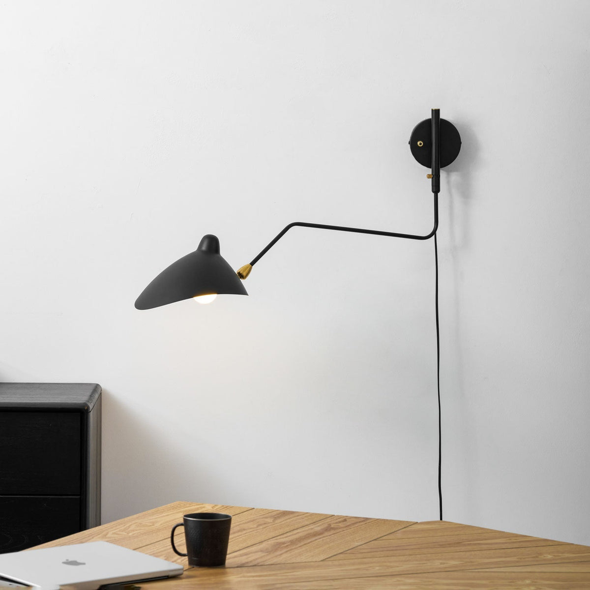 One-Arm Wall Sconce — 47″ Reach, Sculpted Design