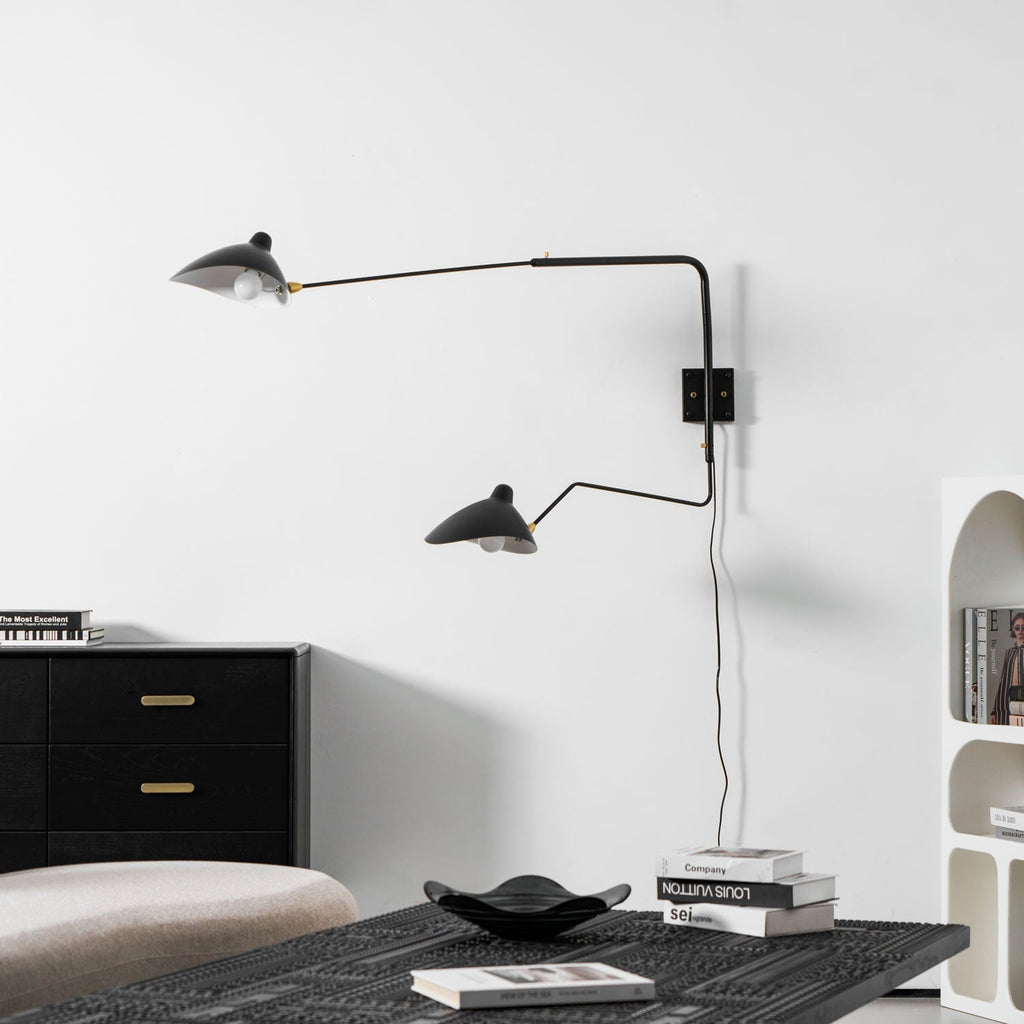 One-Arm Wall Sconce — 47″ Reach, Sculpted Design