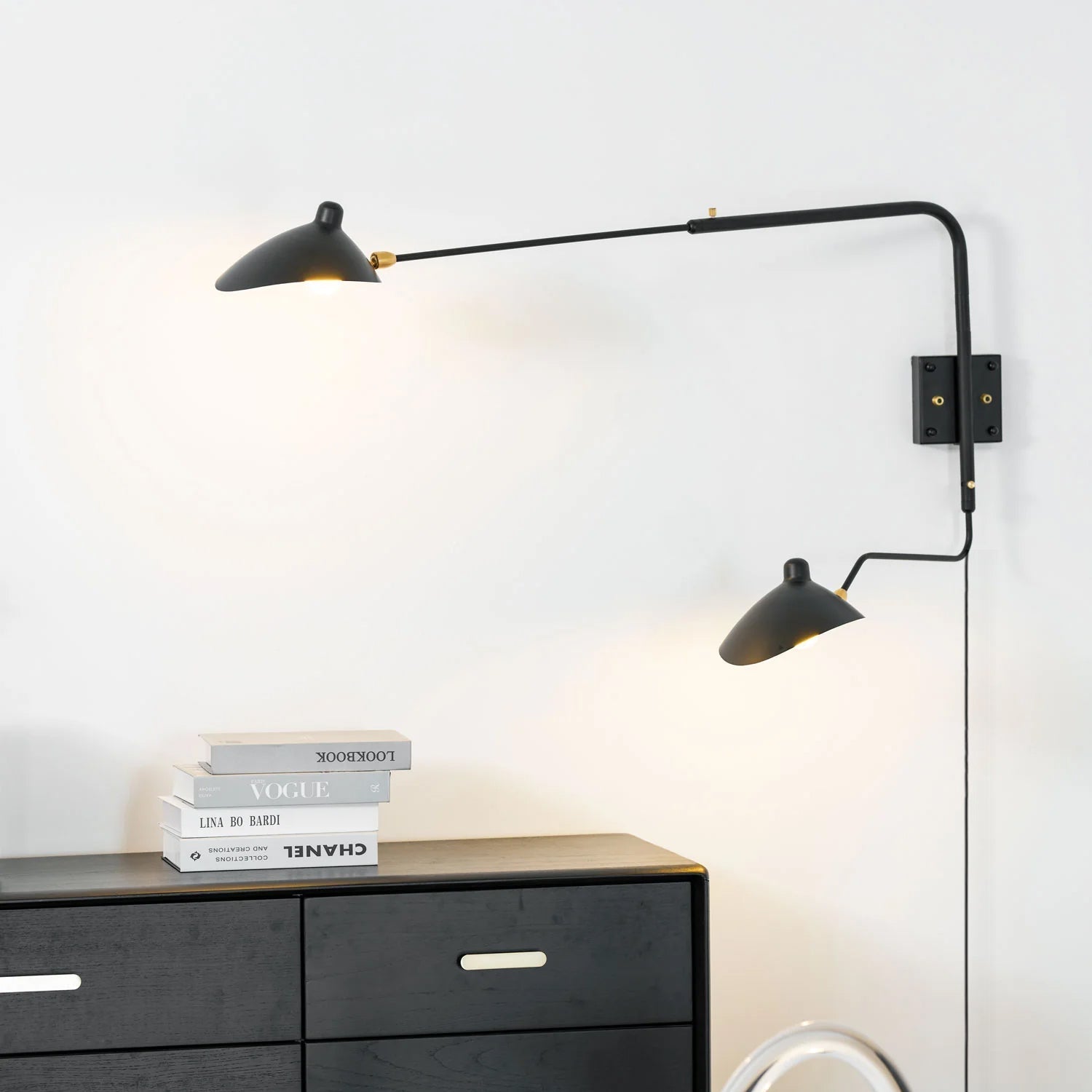 One-Arm Wall Sconce — 47″ Reach, Sculpted Design