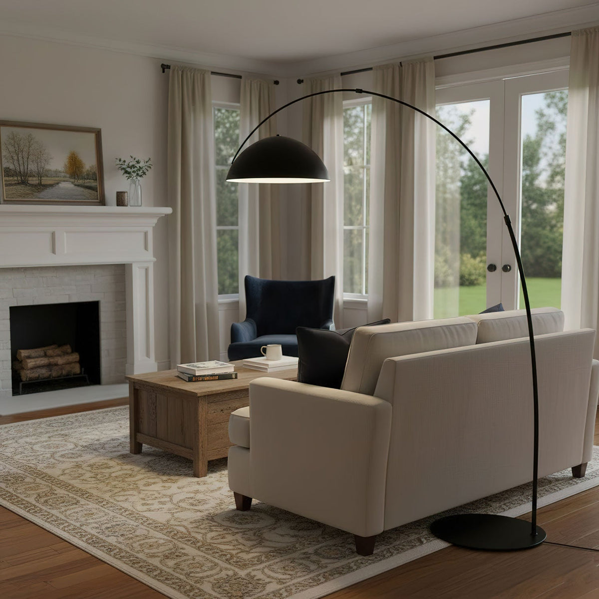Verse Arc Floor Lamp — Swiveling Shade, Tapered Stem