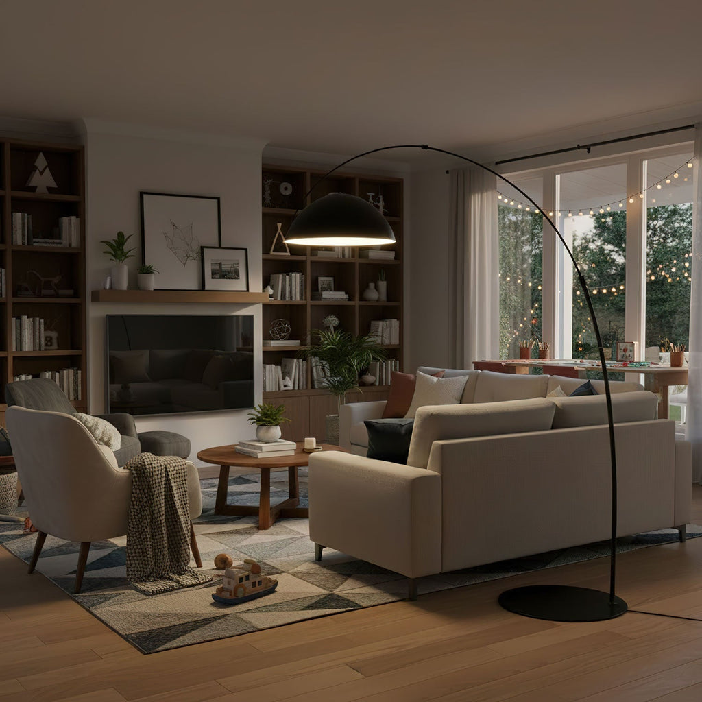 Verse Arc Floor Lamp — Swiveling Shade, Tapered Stem