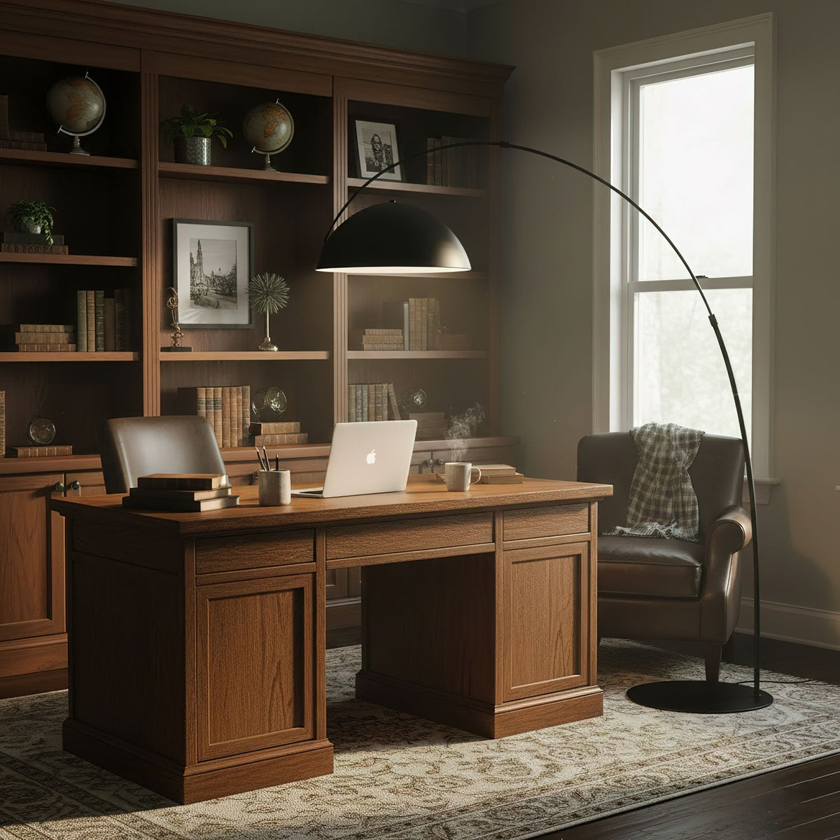 Verse Arc Floor Lamp — Swiveling Shade, Tapered Stem