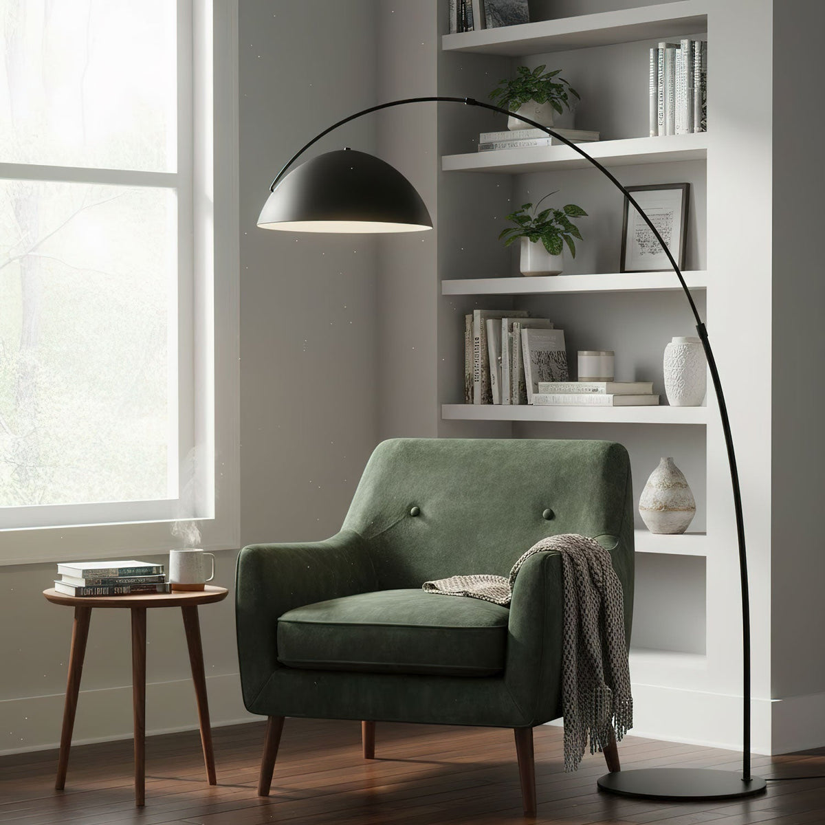 Verse Arc Floor Lamp — Swiveling Shade, Tapered Stem
