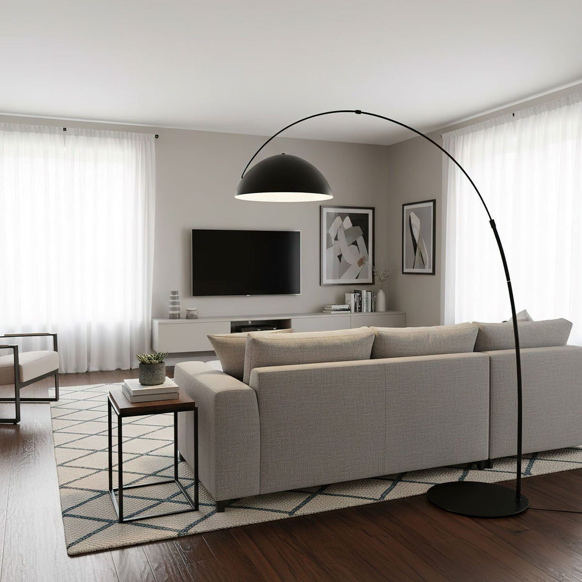 Verse Arc Floor Lamp — Swiveling Shade, Tapered Stem