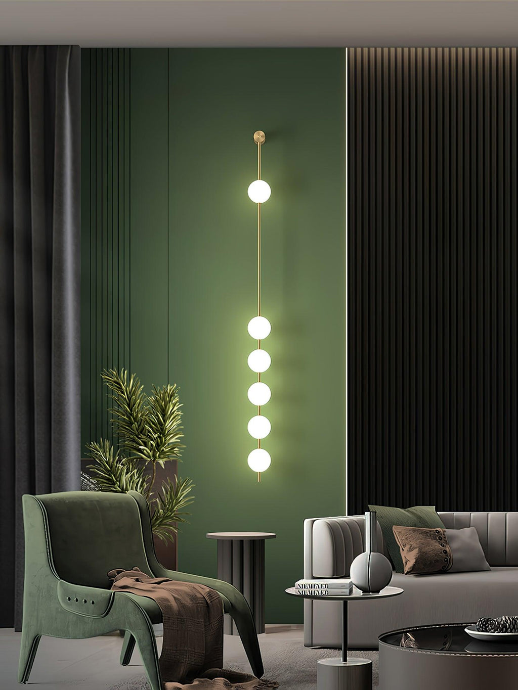 Vertical Balls Wall Lamp — Linear Sphere Chain