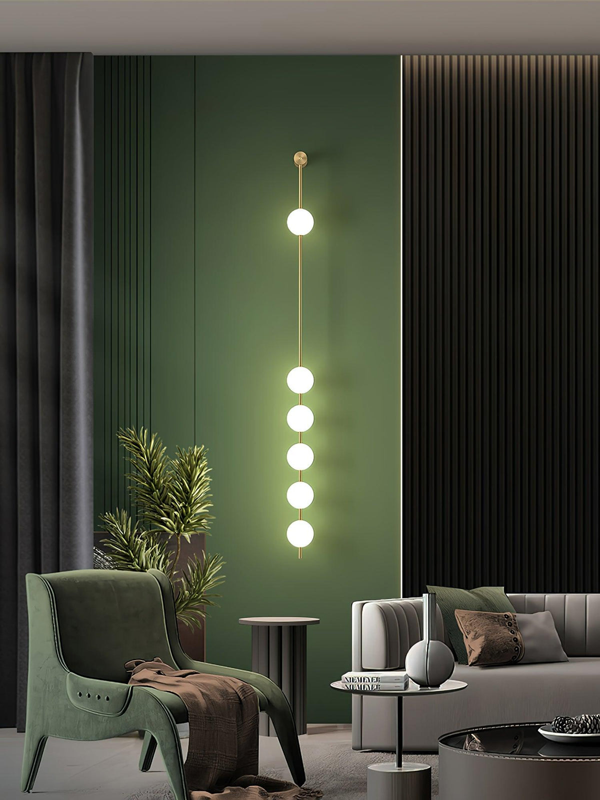 Vertical Balls Wall Lamp — Linear Sphere Chain