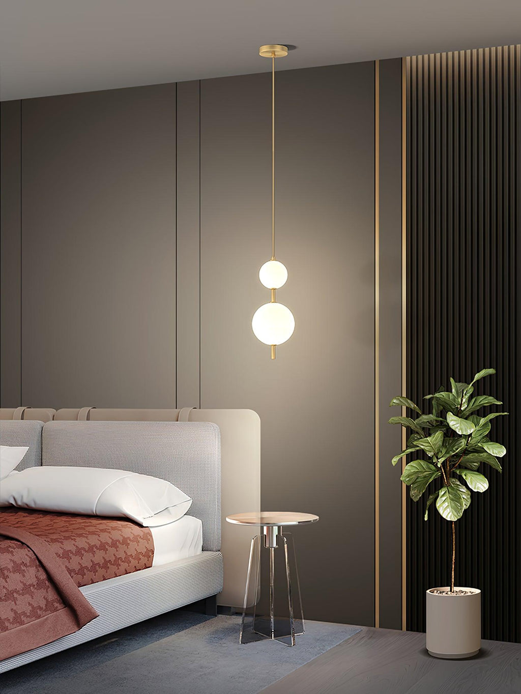 Vertical Globe Pendant Lamp — Stacked Sphere Design, Integrated Illumination, Ceiling Suspension