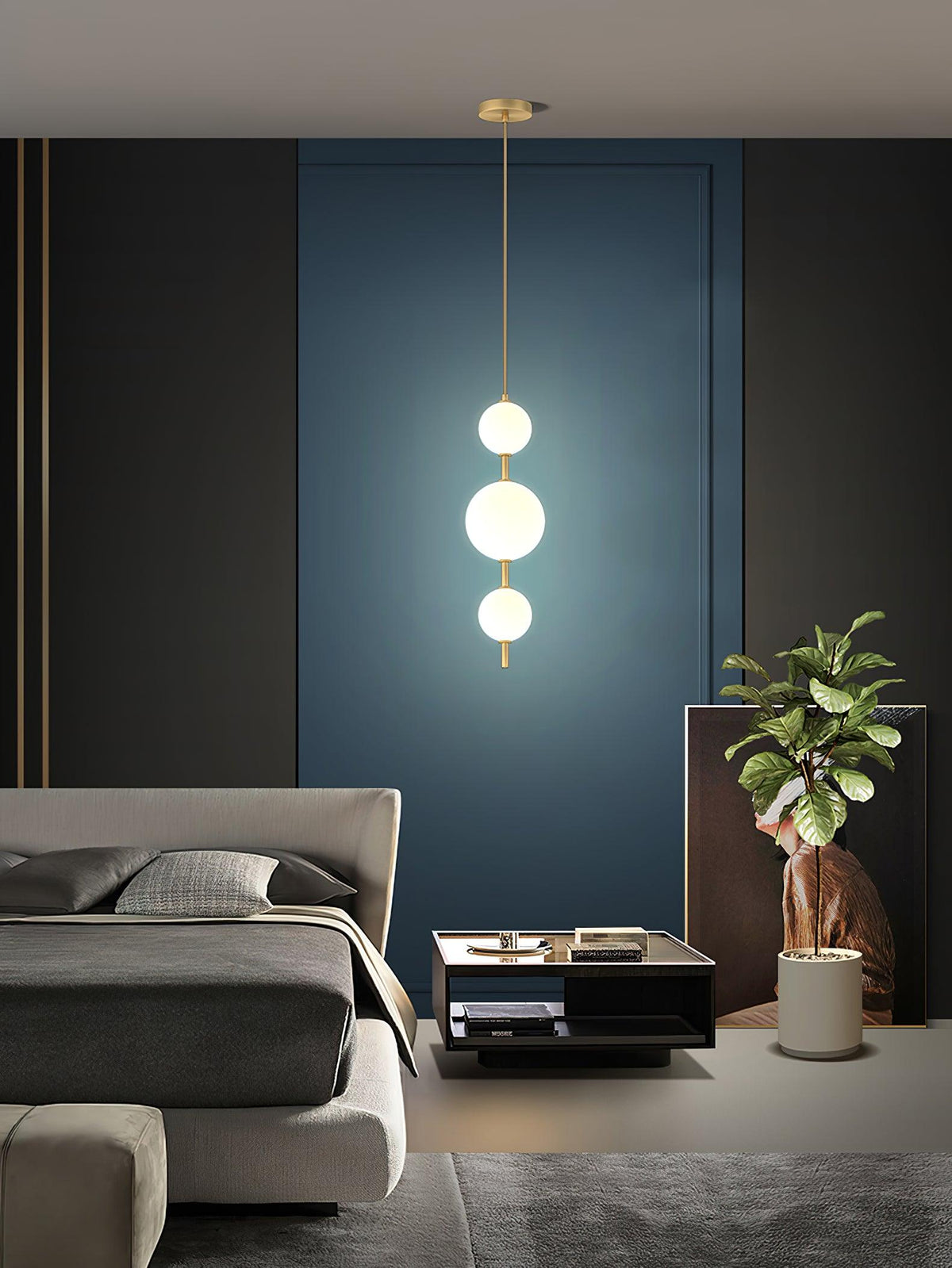 Vertical Globe Pendant Lamp — Stacked Sphere Design, Integrated Illumination, Ceiling Suspension