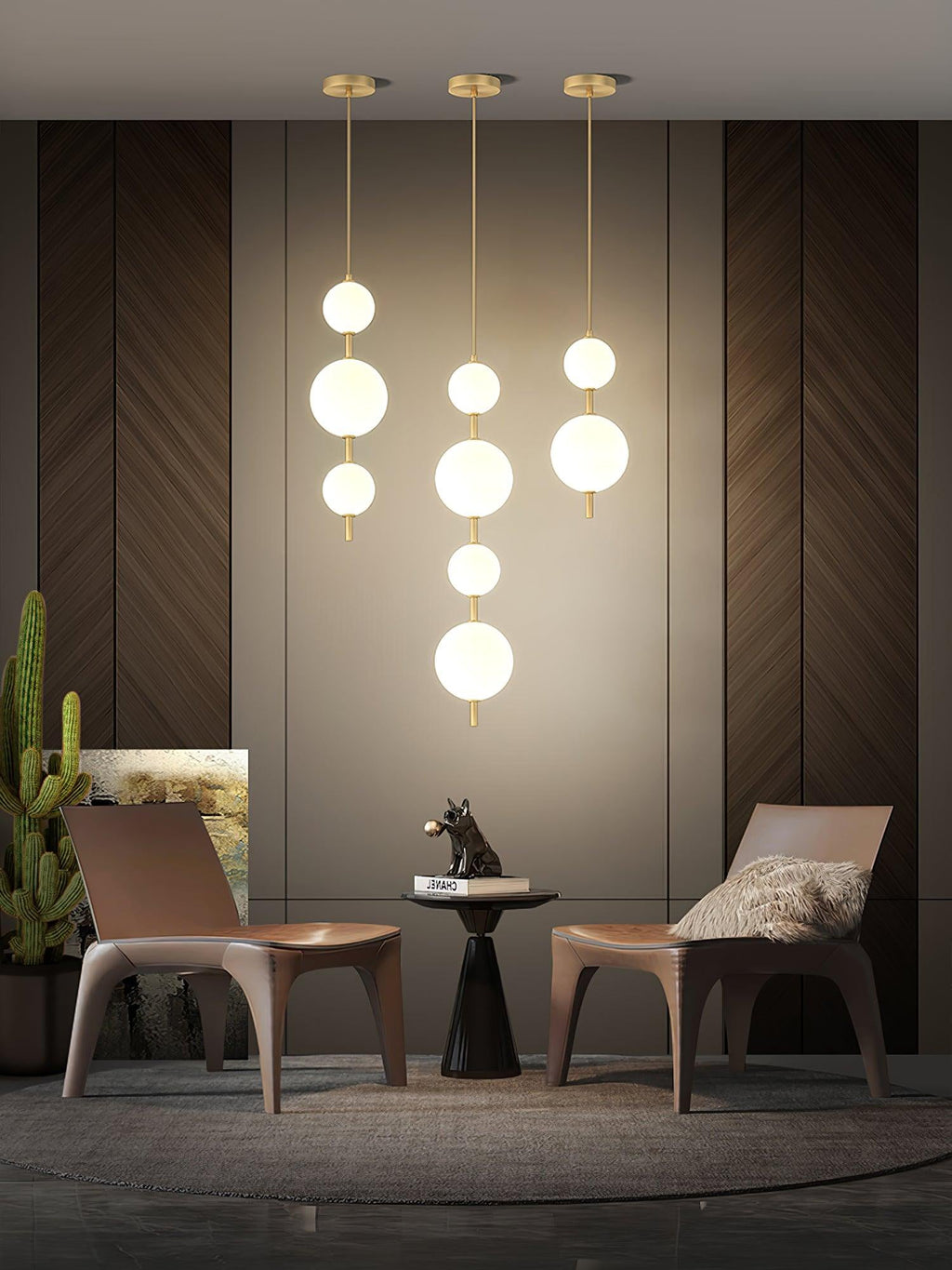 Vertical Globe Pendant Lamp — Stacked Sphere Design, Integrated Illumination, Ceiling Suspension