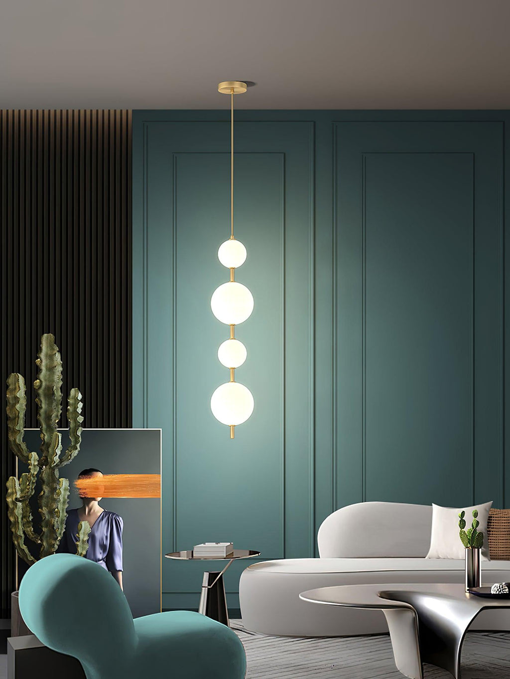 Vertical Globe Pendant Lamp — Stacked Sphere Design, Integrated Illumination, Ceiling Suspension