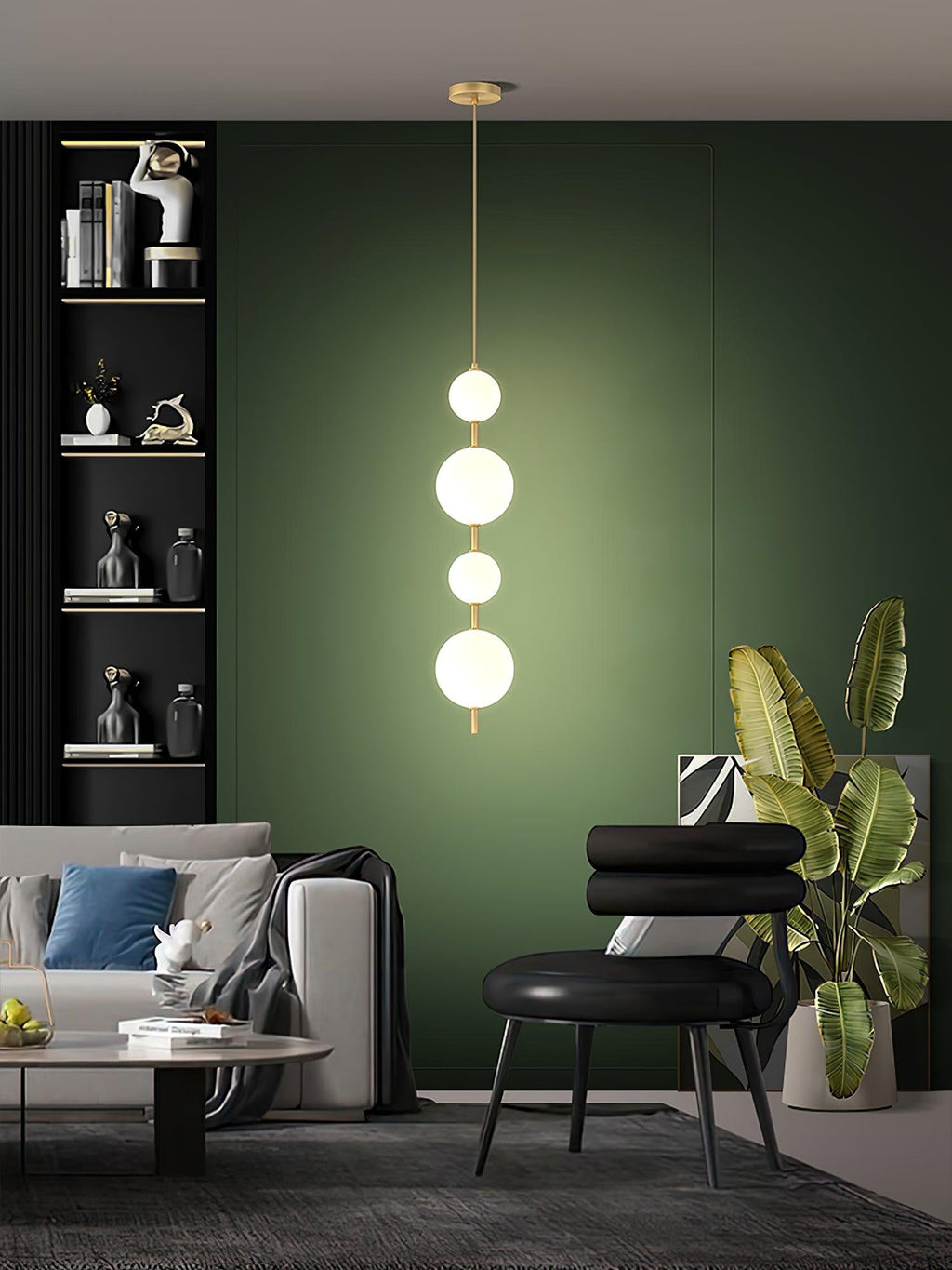 Vertical Globe Pendant Lamp — Stacked Sphere Design, Integrated Illumination, Ceiling Suspension