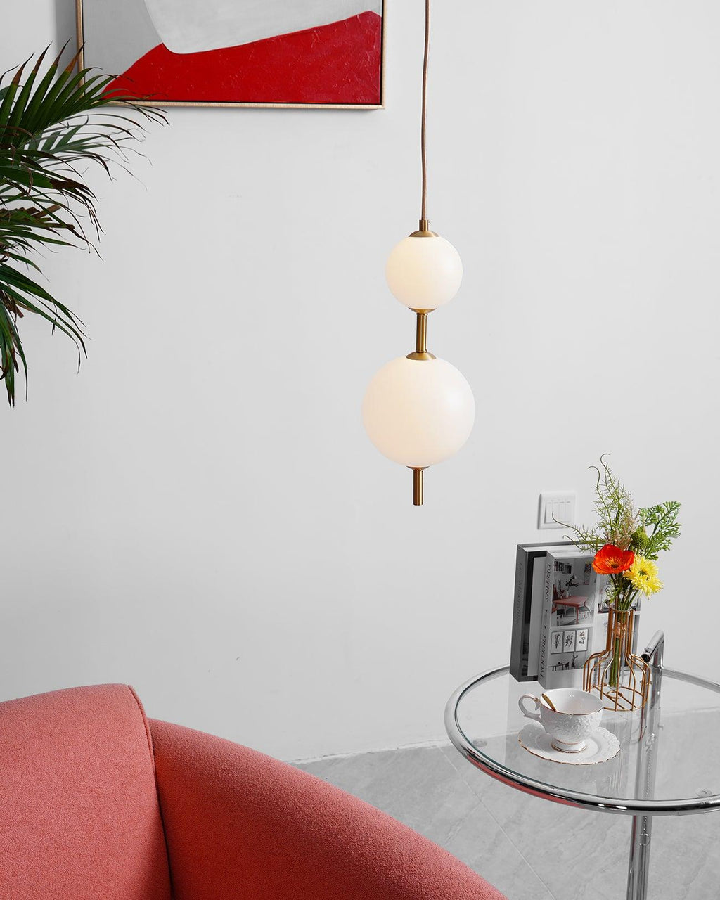 Vertical Globe Pendant Lamp — Stacked Sphere Design, Integrated Illumination, Ceiling Suspension