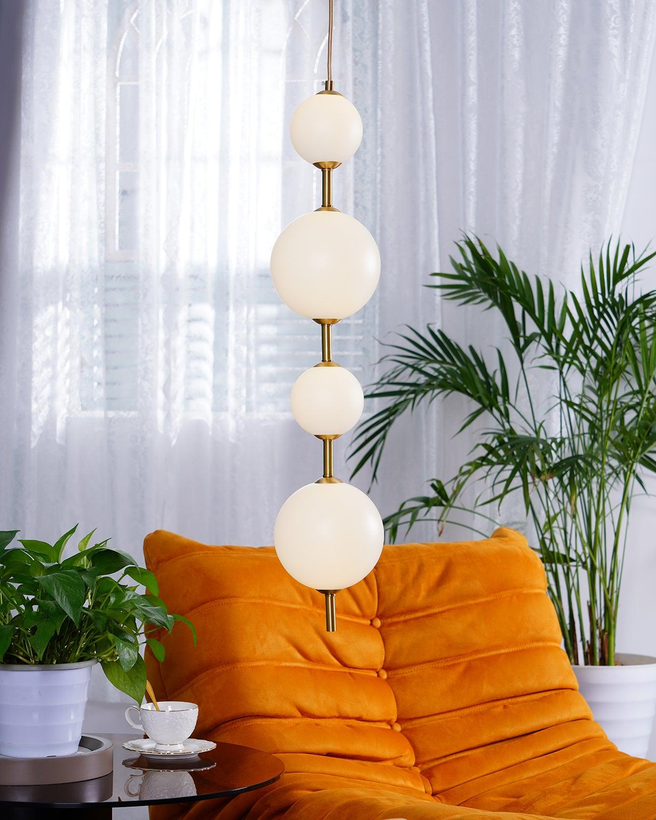 Vertical Globe Pendant Lamp — Stacked Sphere Design, Integrated Illumination, Ceiling Suspension