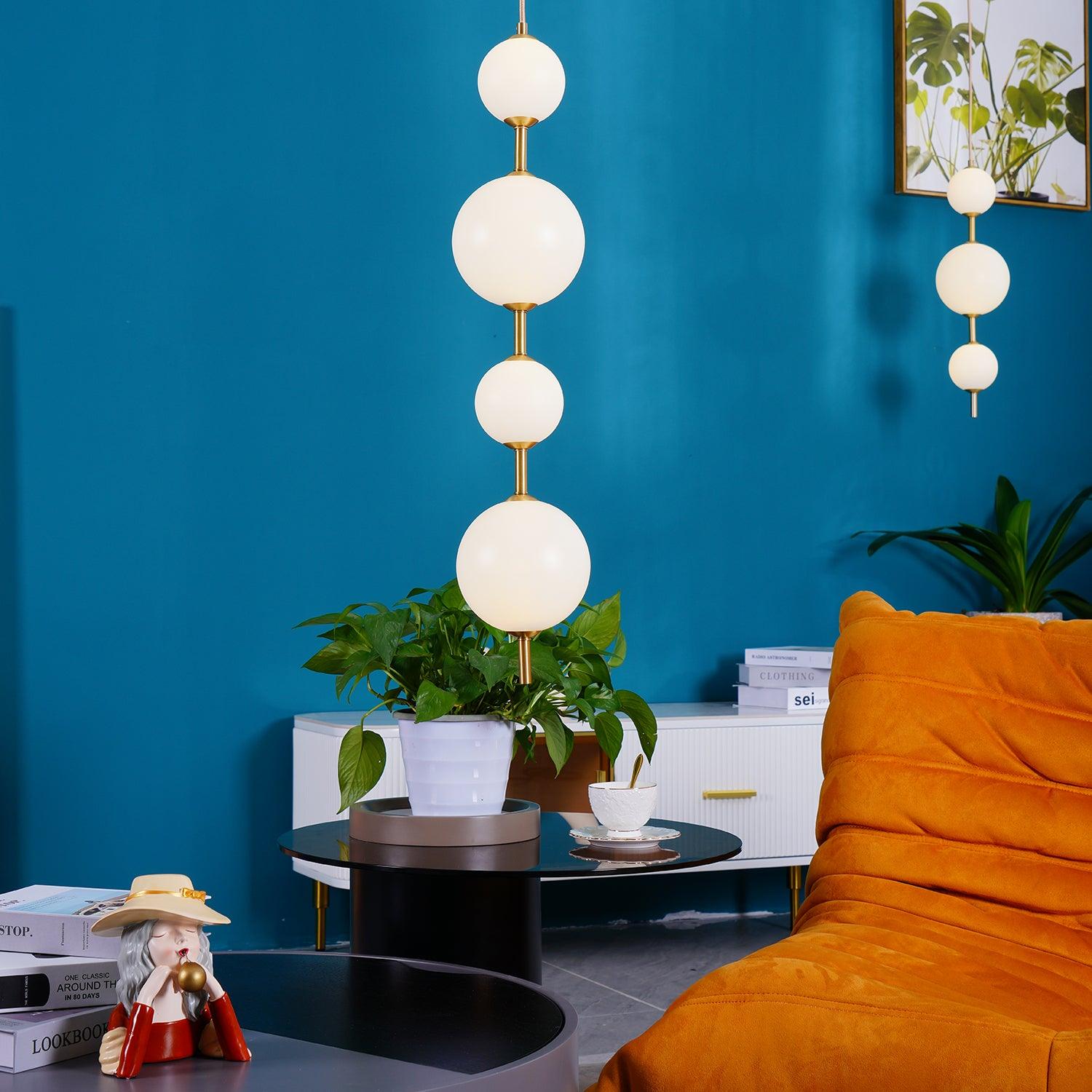 Vertical Globe Pendant Lamp — Stacked Sphere Design, Integrated Illumination, Ceiling Suspension