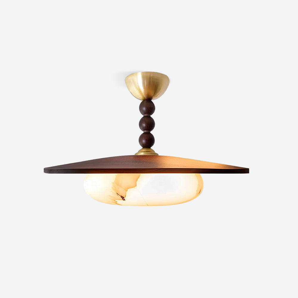 Yeste Ceiling Light Walnut Color & White Imitation Alabaster - Neutralighting