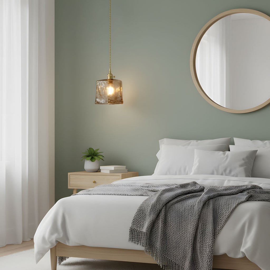 Lampada a sospensione da soffitto in vetro marrone vintage