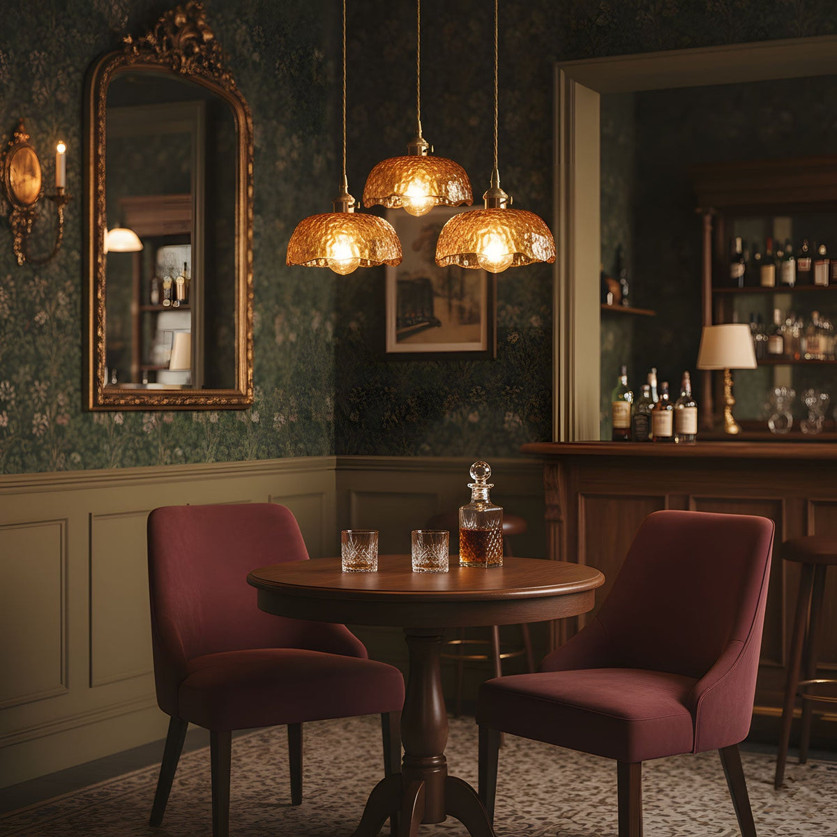 Lampada a sospensione da soffitto in vetro marrone vintage