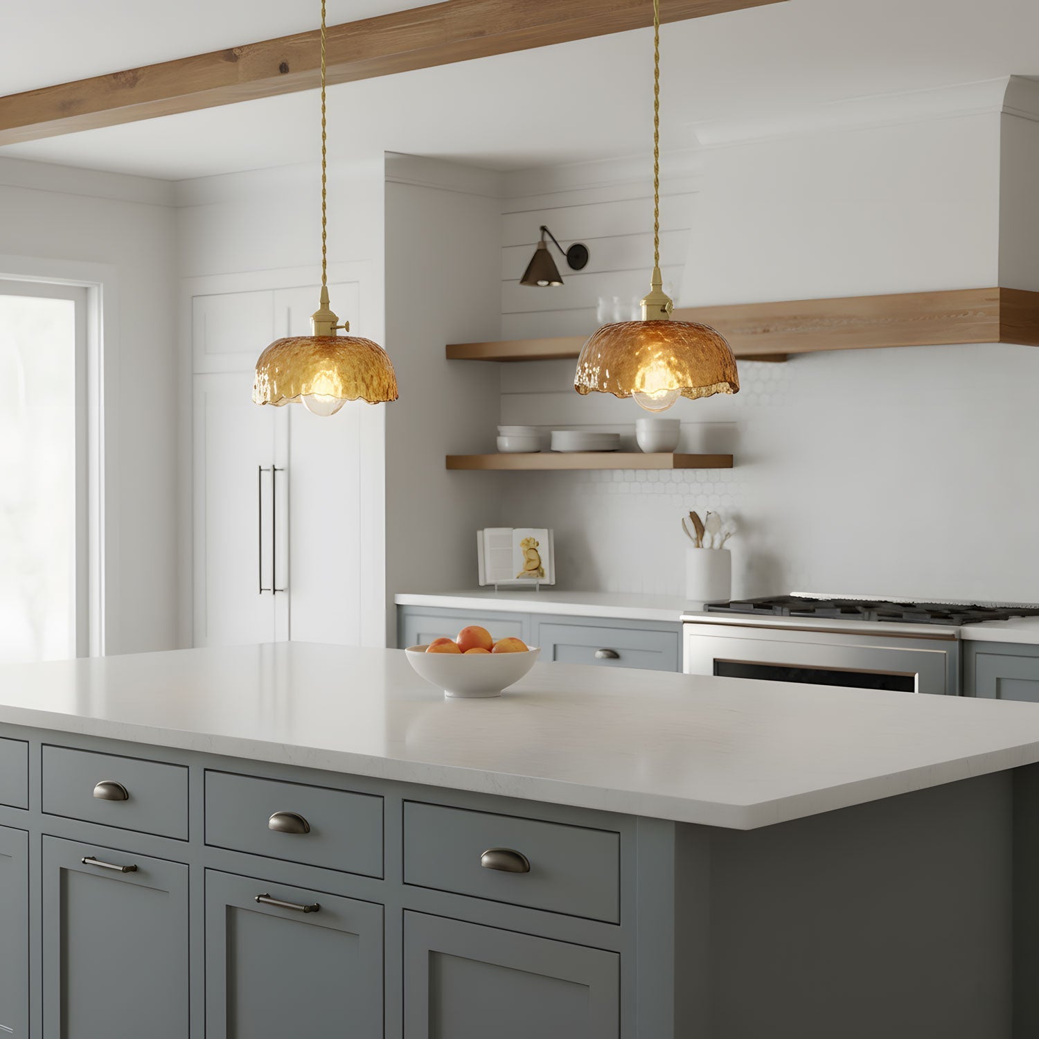 Lampada a sospensione da soffitto in vetro marrone vintage