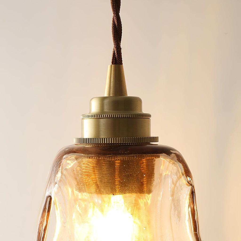 Lampada a sospensione da soffitto in vetro marrone vintage