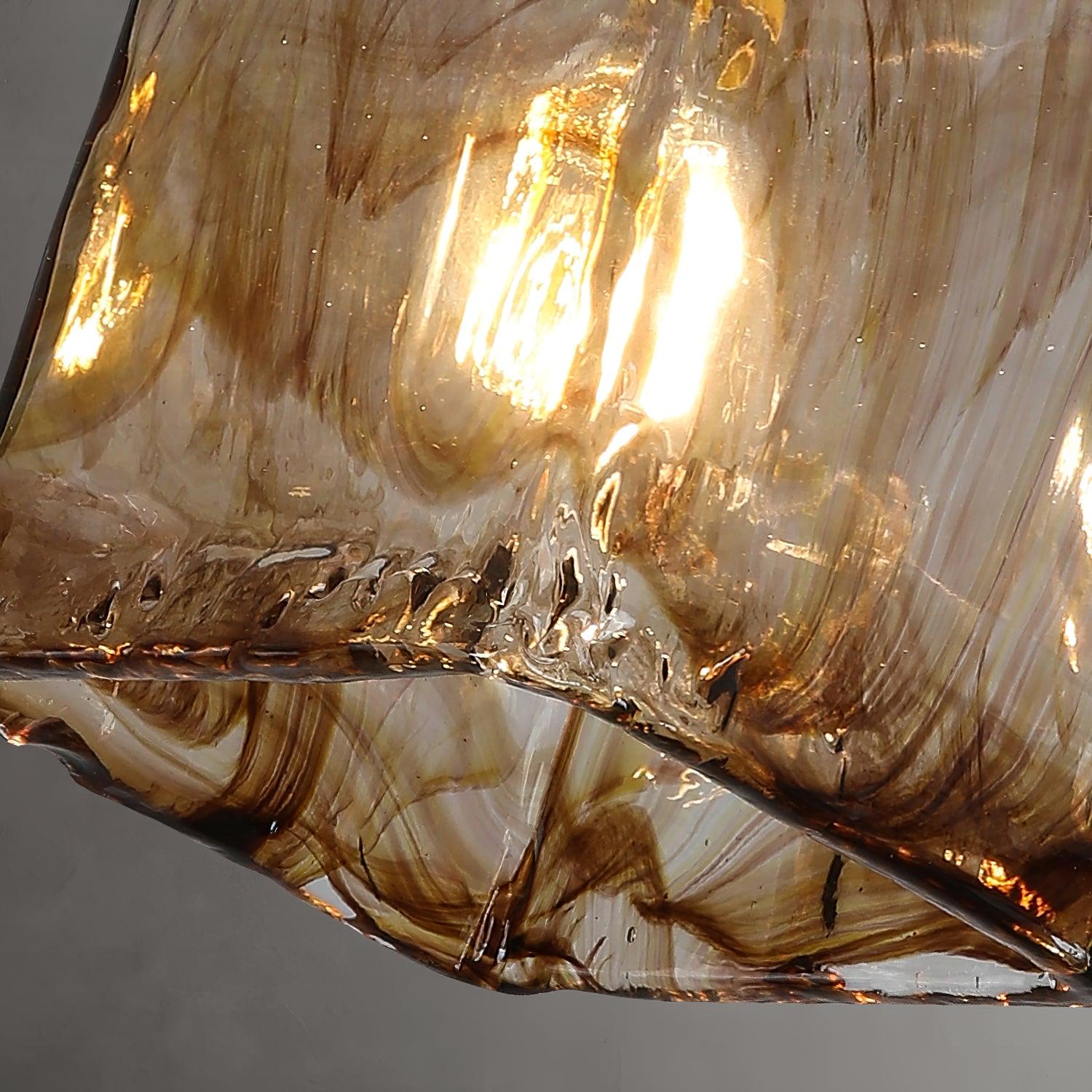 Lampada a sospensione da soffitto in vetro marrone vintage