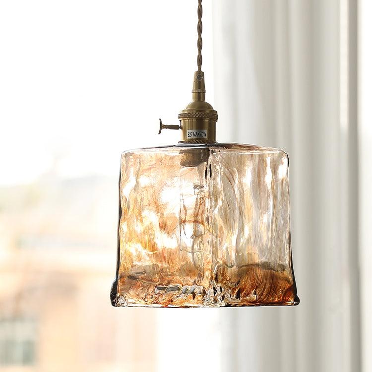 Lampada a sospensione da soffitto in vetro marrone vintage