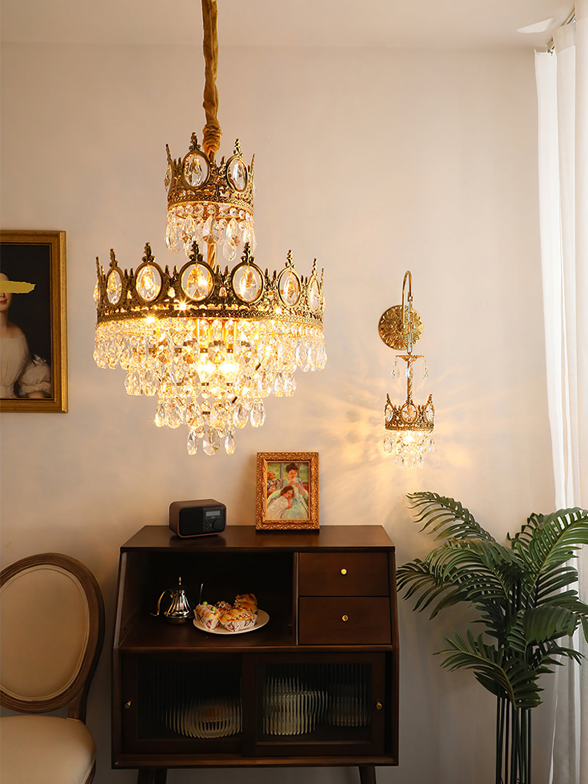 Vintage Crystal Ceiling Pendant Suspension Lamp