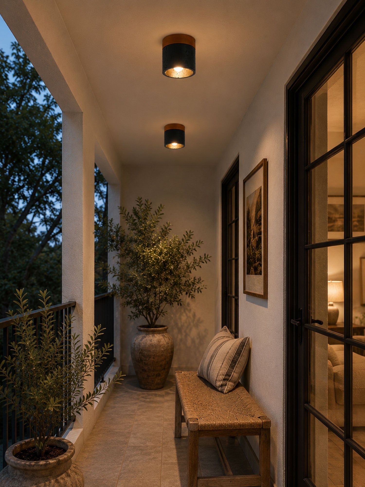Volcanic Glow Ceiling Light — Cylindrical Design, Warm Golden Illumination
