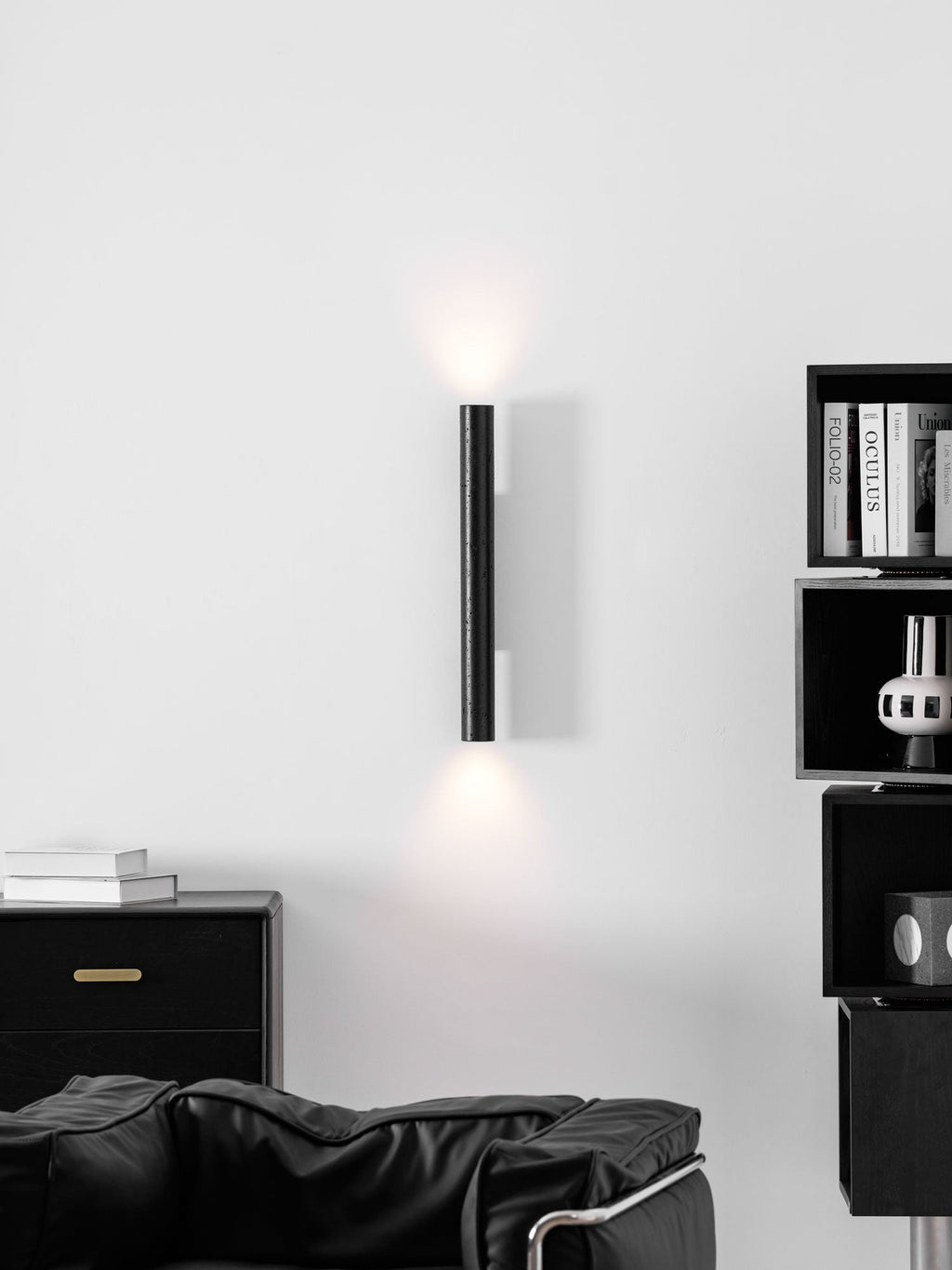 Volcanic Noir Wall Sconce - Cylindrical