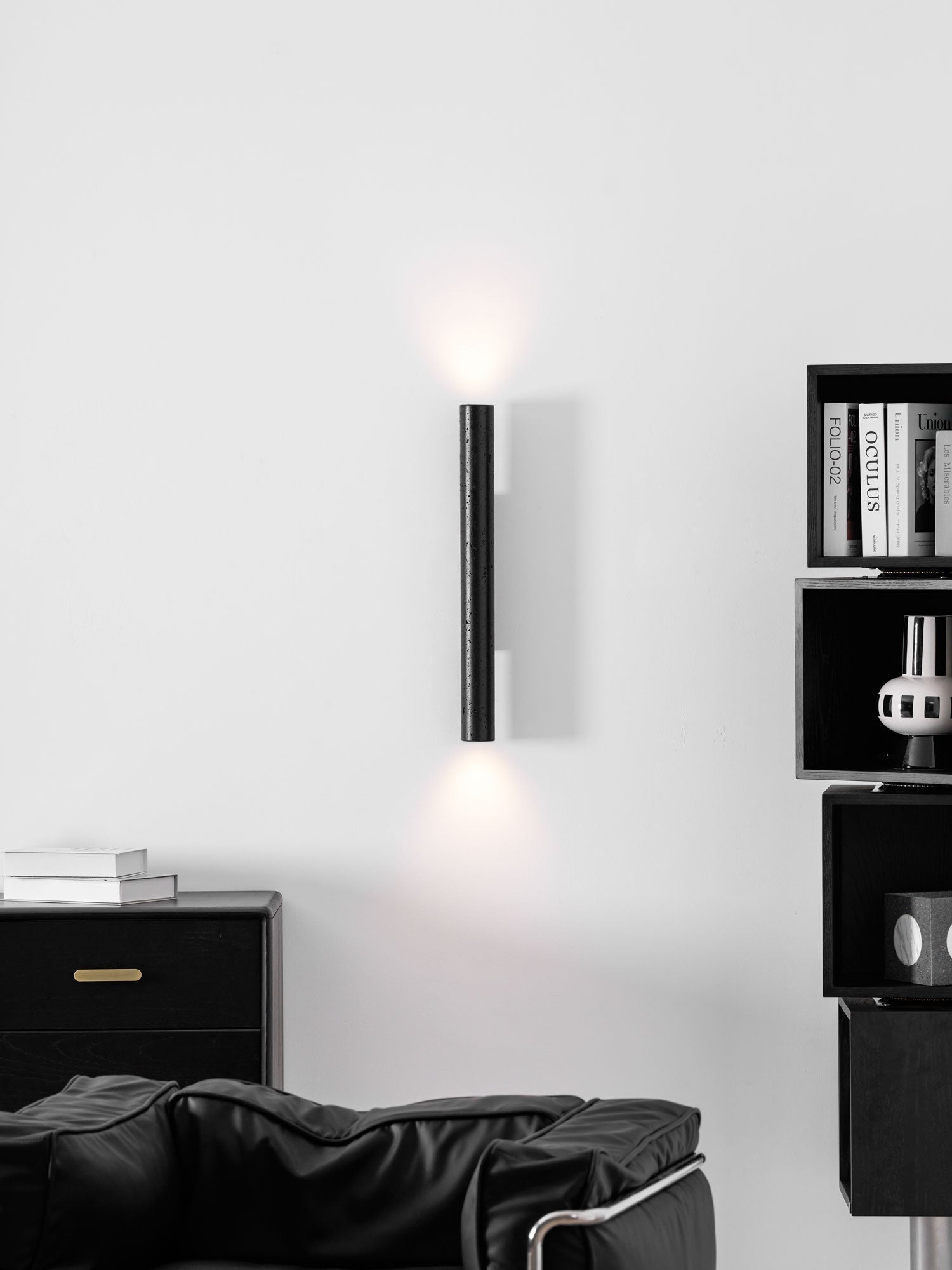 Volcanic Noir Wall Sconce - Cylindrical