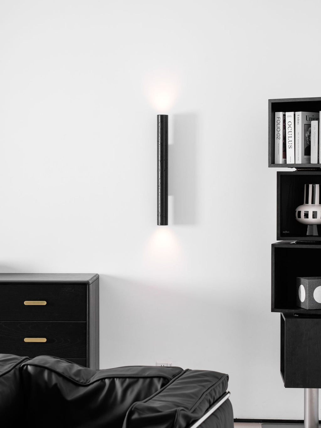 Volcanic Noir Wall Sconce - Cylindrical