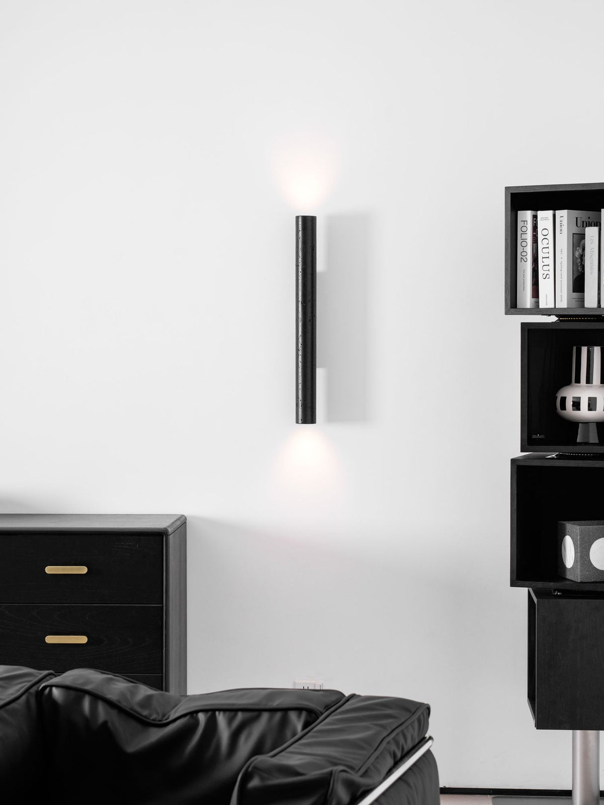 Volcanic Noir Wall Sconce - Cylindrical