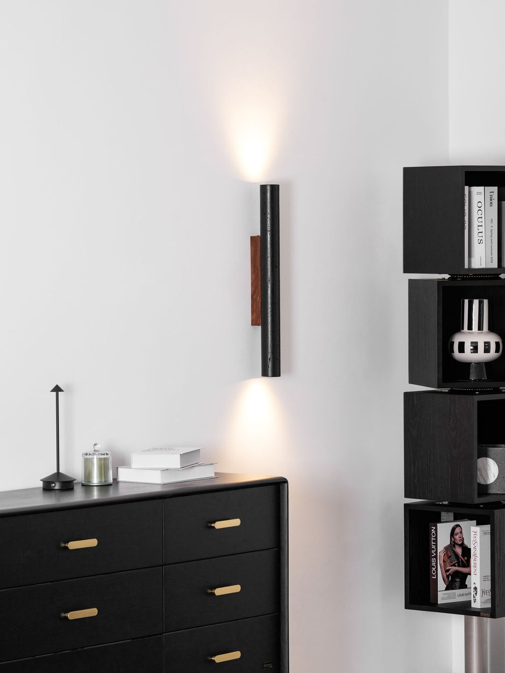 Volcanic Noir Wall Sconce - Cylindrical