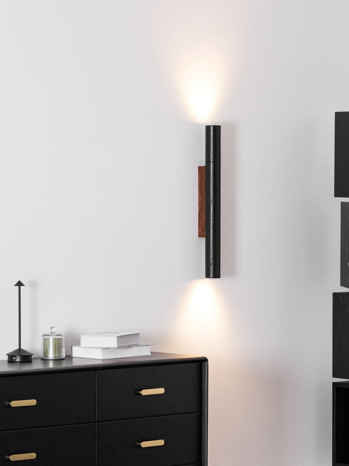 Volcanic Noir Wall Sconce - Cylindrical