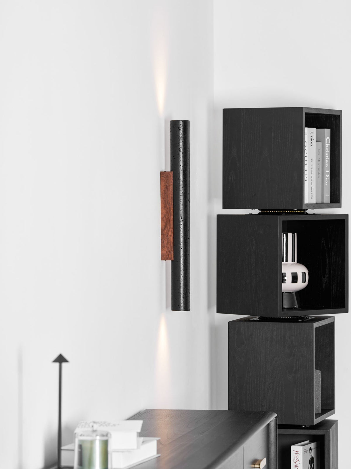 Volcanic Noir Wall Sconce - Cylindrical
