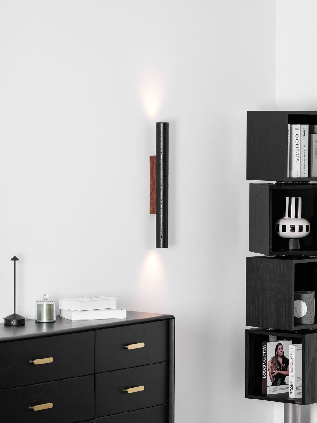 Volcanic Noir Wall Sconce - Cylindrical