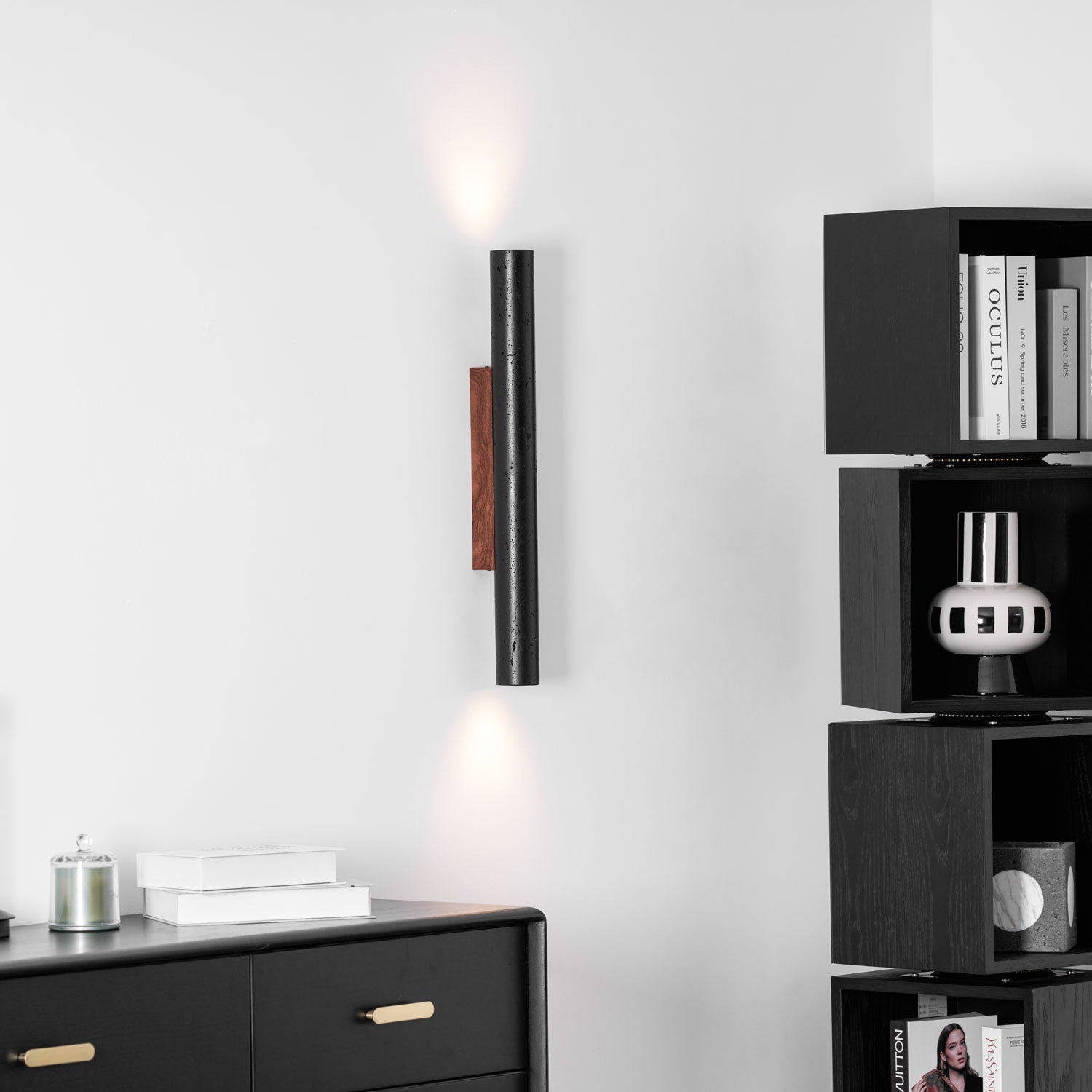 Volcanic Noir Wall Sconce - Cylindrical