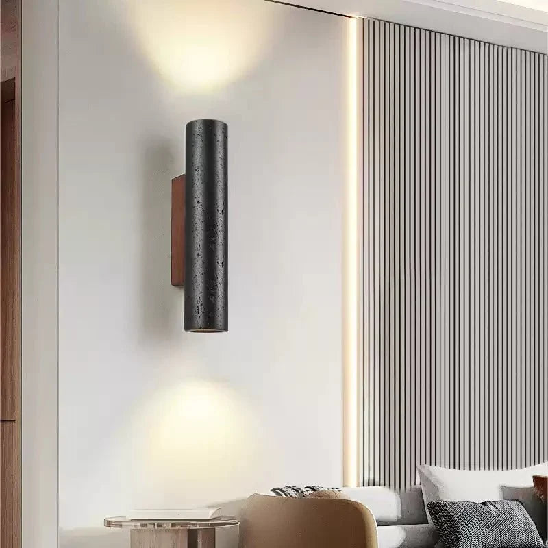 Volcanic Noir Wall Sconce - Cylindrical