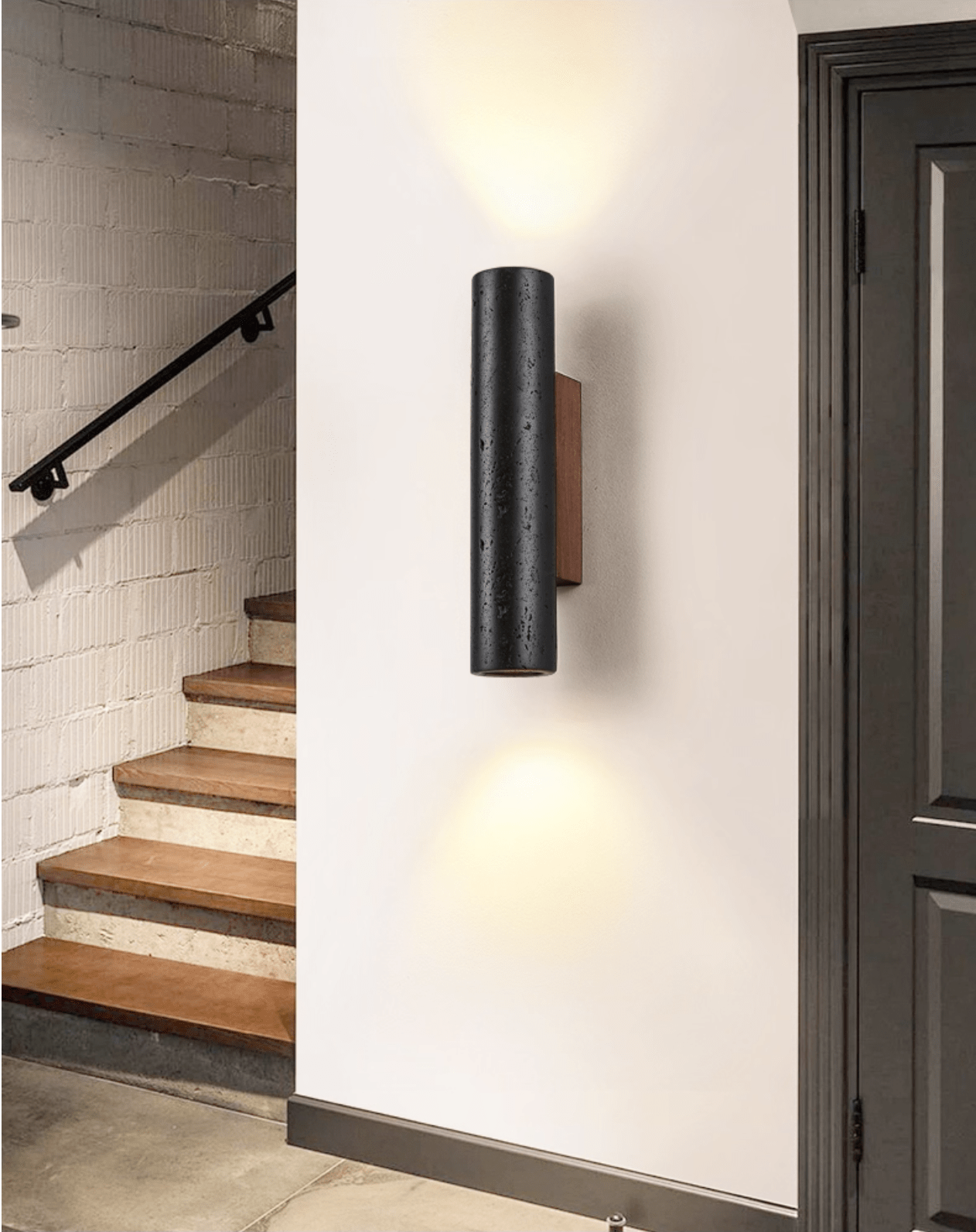 Volcanic Noir Wall Sconce - Cylindrical