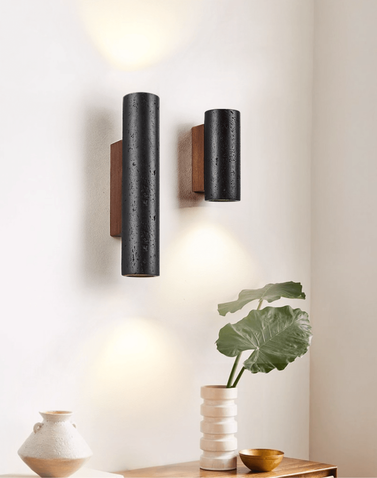 Volcanic Noir Wall Sconce - Cylindrical