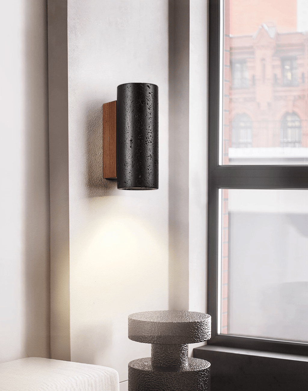 Volcanic Noir Wall Sconce - Cylindrical