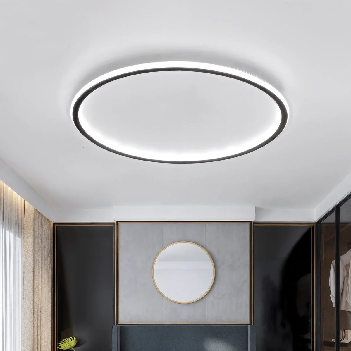 Candeeiro de teto LED redondo escandinavo — alumínio regulável, Ø20–80 cm