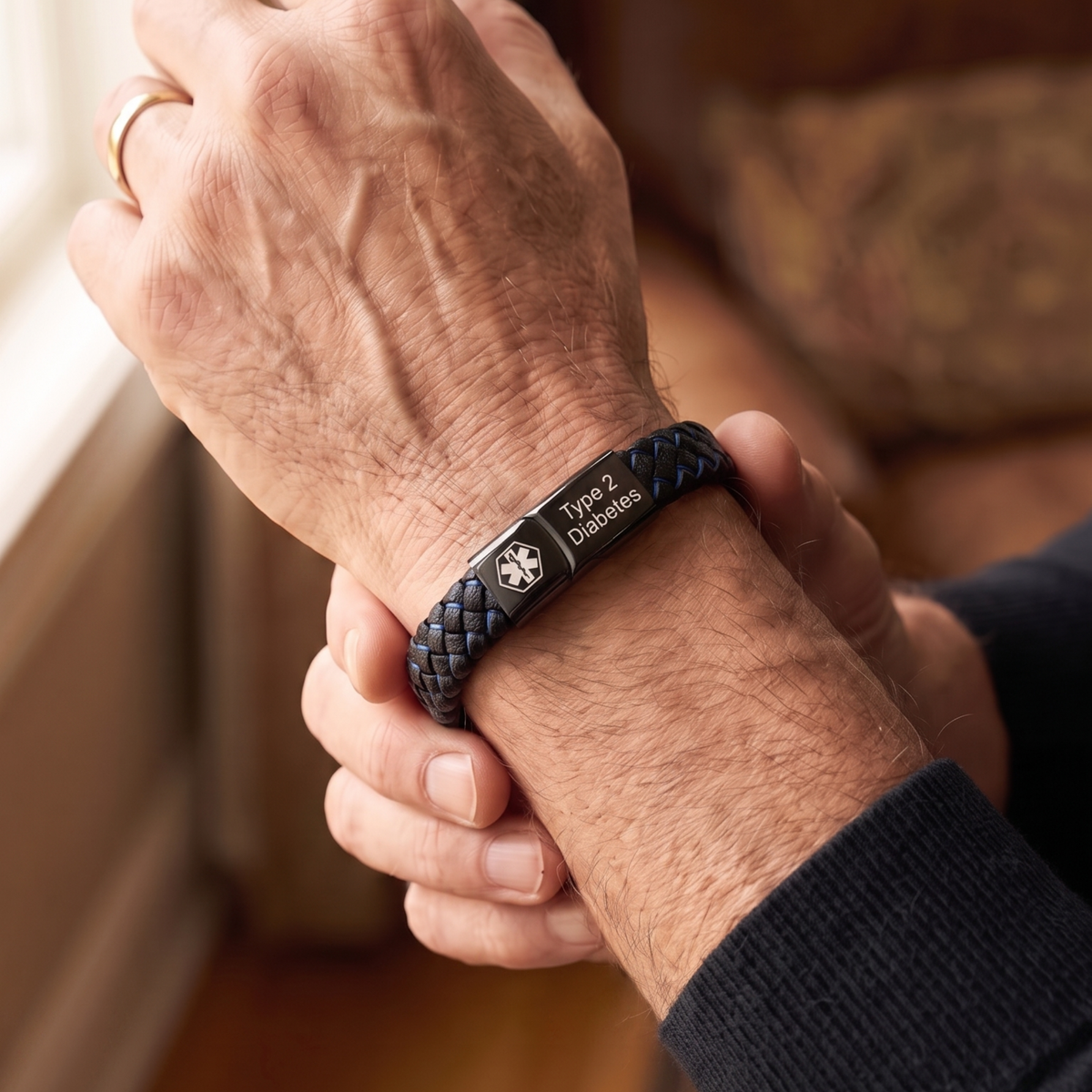 Close view of the bracelet on a wrist