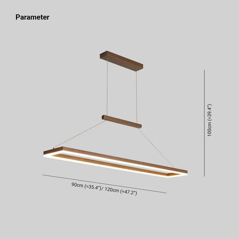 Gloen Rectangular Hanging Pendant Light — Modern Style, Gold/Coffee