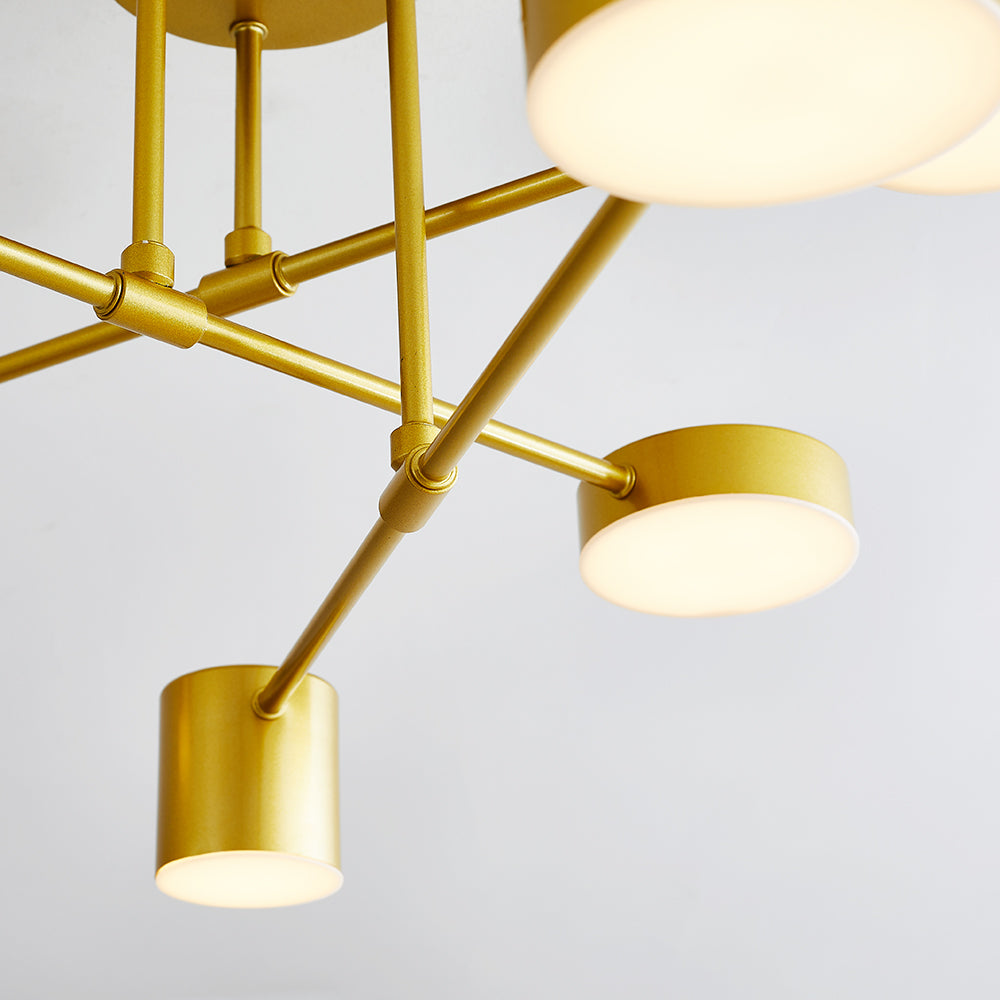 Quor LED-Deckenleuchte — Konfiguration mit 6 Leuchtenköpfen, 3 Farbmodi, Ausführung in Schwarz/Weiß/Gold