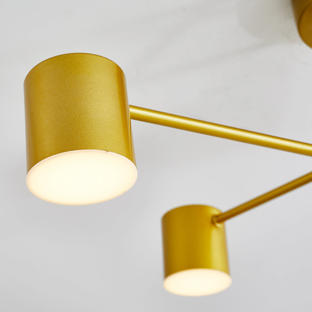 Quor LED-Deckenleuchte — Konfiguration mit 6 Leuchtenköpfen, 3 Farbmodi, Ausführung in Schwarz/Weiß/Gold