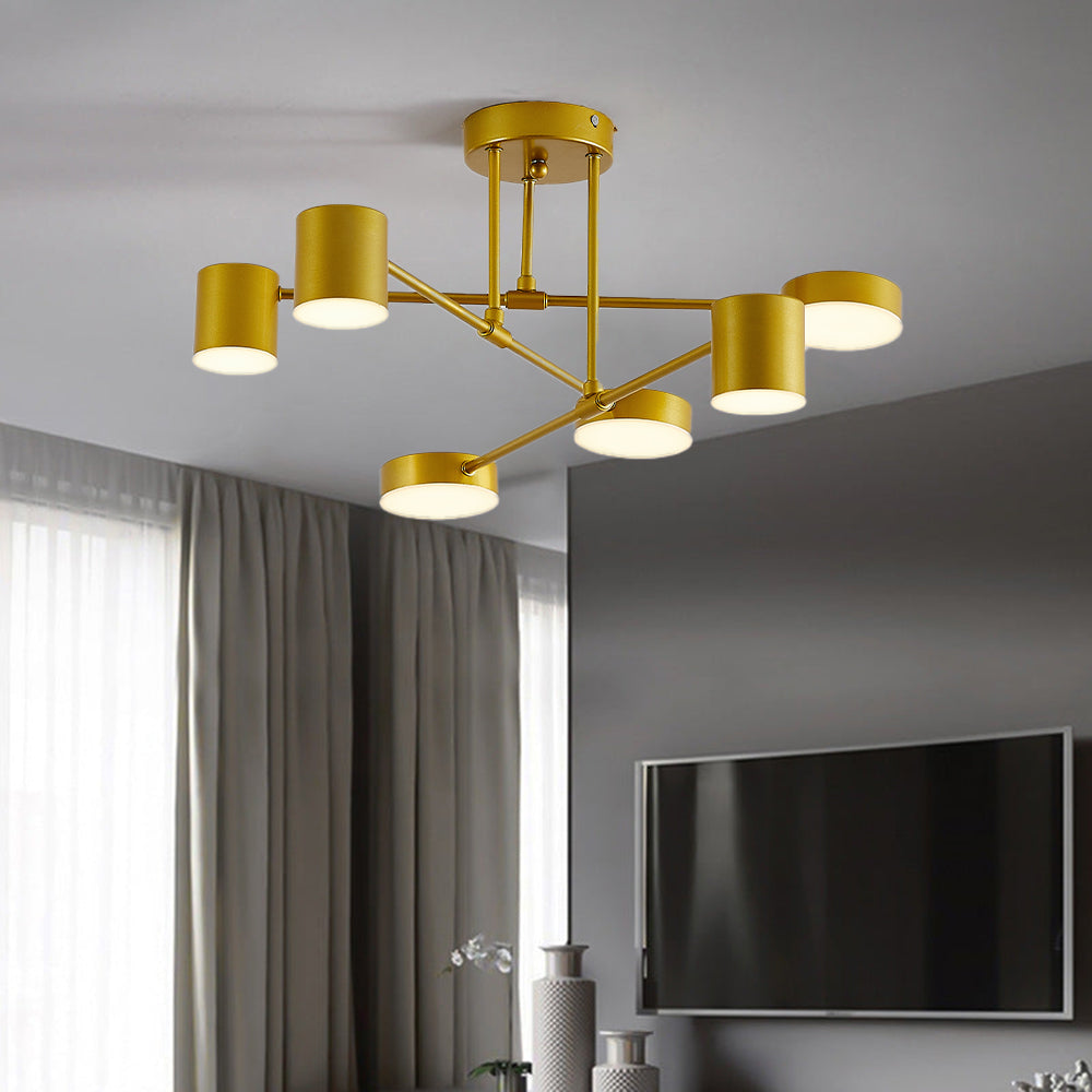 Quor LED-Deckenleuchte — Konfiguration mit 6 Leuchtenköpfen, 3 Farbmodi, Ausführung in Schwarz/Weiß/Gold